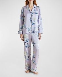 Olivia von Halle Lila Printed Silk Pajama Set at Neiman Marcus