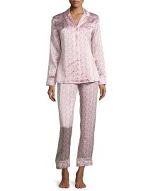 Olivia von Halle Lila Saori Printed Long-Sleeve Pajamas at Neiman Marcus