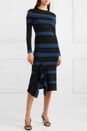 Olivier perforated striped stretch-knit dress at Net A Porter