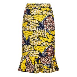 Ollie butterfly African print Peplum-Hem Midi Skirt - Sikaa at Sika'a