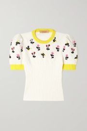 Oma embroidered ribbed Pima cotton sweater at Net A Porter