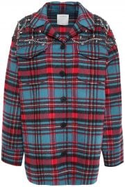 Omar crystal-embellished checked wool-blend fleece jacket at The Outnet