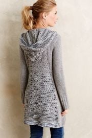 Ombre-Stitch Hooded Sweater in grey at Anthropologie