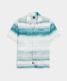 Ombre Watercolor Short Sleeve Camp Collar Shirt - Todd Snyder at Todd Snyder