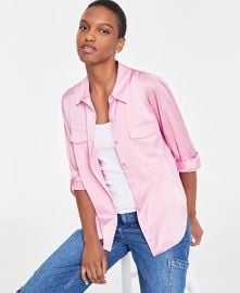 On 34th Womens Button-Front Long-Sleeve Utility Shirt Created for Macys - Macys at Macys