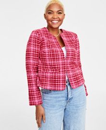 On 34th Womens Long-Sleeve Crop Tweed Jacket Created for Macys - Macys at Macys