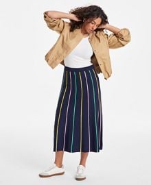 On 34th Womens Striped Pull-On Midi Sweater Skirt Exclusively at Macys - Macys at Macys