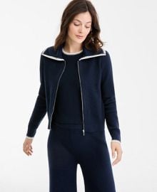 On 34th Womenx27s Tipped Collared Zip-Up Cardigan Macyx27s Exclusive - Macyx27s at Macys