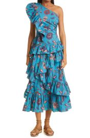 Ondine One-Shoulder Ruffle Midi Dress at Nordstrom