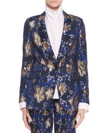 One-Button Metallic Floral-Jacquard Blazer Jacket at Bergdorf Goodman