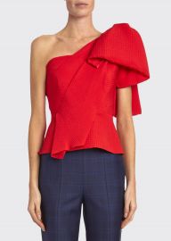 One-Shoulder Bowed Peplum Top at Bergdorfgoodman