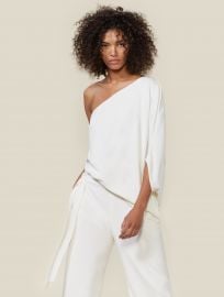 One-Shoulder Draped Stretch Crepe Jumpsuit by Halston Heritage at Halston Heritage