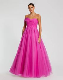 One Side Off the Shoulder Bustier Ball Gown Mac Duggal at Mac Duggal