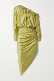 One-shoulder asymmetric stretch-satin twill midi dress at Net a Porter