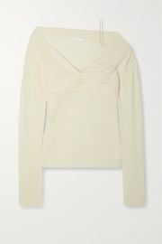 One-shoulder twist-front wool-blend sweater at Net a Porter