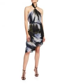 One33 Social Ikate-Print Twist Halter-Neck Dress at Neiman Marcus