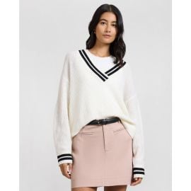 Onia Deep V-neck Varsity Pullover Sweater at Nordstrom