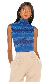 Only Hearts Printed Snake Tulle Mock Neck Bodysuit in Blue Boa at Revolve