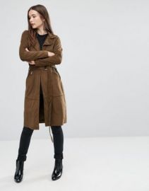 Only Jennifer GD Faux Suede Trench Coat at asos com at Asos