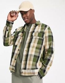 Only Sons Check Overshirt In Black Green at ASOS