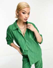 Only exclusive plisse shirt in green - part of a set at ASOS