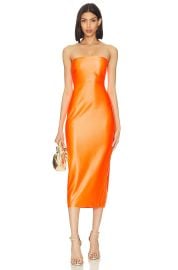 Opal Satin Strapless Dress at Revolve