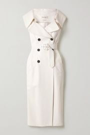 Open-Collar Leather Trench Midi Dress by Alexander McQueen at Net A Porter