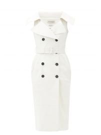 Open-Collar Leather Trench Midi Dress by Alexander McQueen at Matches