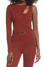 Open Edit Asymmetric Keyhole One Sleeve Sweater at Nordstrom Rack