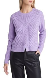 Open Edit Cable Stitch Cotton Blend Crop Sweater at Nordstrom