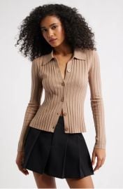 Open Edit Collared Rib Cardigan at Nordstrom