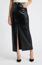 Open Edit Croc Embossed Faux Leather Column Skirt at Nordstrom