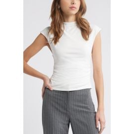 Open Edit Funnel Neck Cap Sleeve Top at Nordstrom