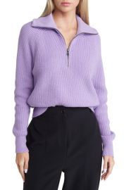 Open Edit Half Zip Cotton Blend Rib Sweater at Nordstrom