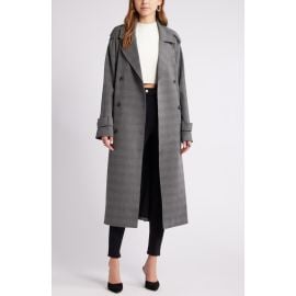 Open Edit Oversize Double Breasted Plaid Trench Coat at Nordstrom