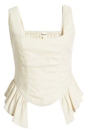 Open Edit Peplum Corset Linen Blend Top at Nordstrom Rack