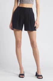 Open Edit Pleated High Waist Trouser Shorts at Nordstrom