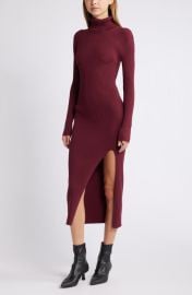 Open Edit Rib Long Sleeve Turtleneck Sweater Dress at Nordstrom