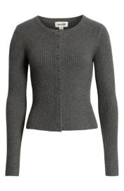 Open Edit Ribbed Crewneck Cardigan at Nordstrom