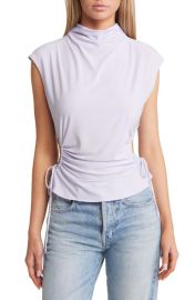 Open Edit Ruched Cutout Mock Neck Top at Nordstrom