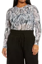 Open Edit Ruched Knit Top in Grey Purple Wax Marble at Nordstrom