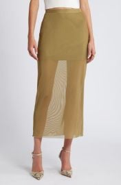 Open Edit Sheer Mesh Midi Skirt at Nordstrom