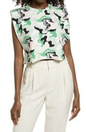 Open Edit Strong Shoulder Crop Cotton Muscle Top at Nordstrom