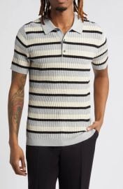 Open Edit Texture Stitch Polo Sweater at Nordstrom