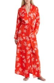 Open Edit Tie Waist Satin Robe at Nordstrom