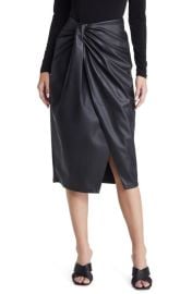 Open Edit Wrap Front Faux Leather Skirt at Nordstrom