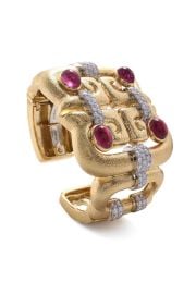 Open Scroll Rubellite Diamond Cuff Bracelet DAVID WEBB Marissa Collections at Marissa Collections