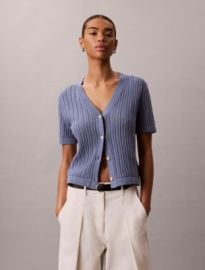 Open Stitch Button-Down Sweater at Calvin Klein