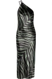 Open-back draped zebra-print velvet midi dress at The Outnet