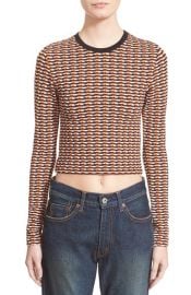 Opening Ceremony Check Stretch Long Sleeve Crop Top at Nordstrom